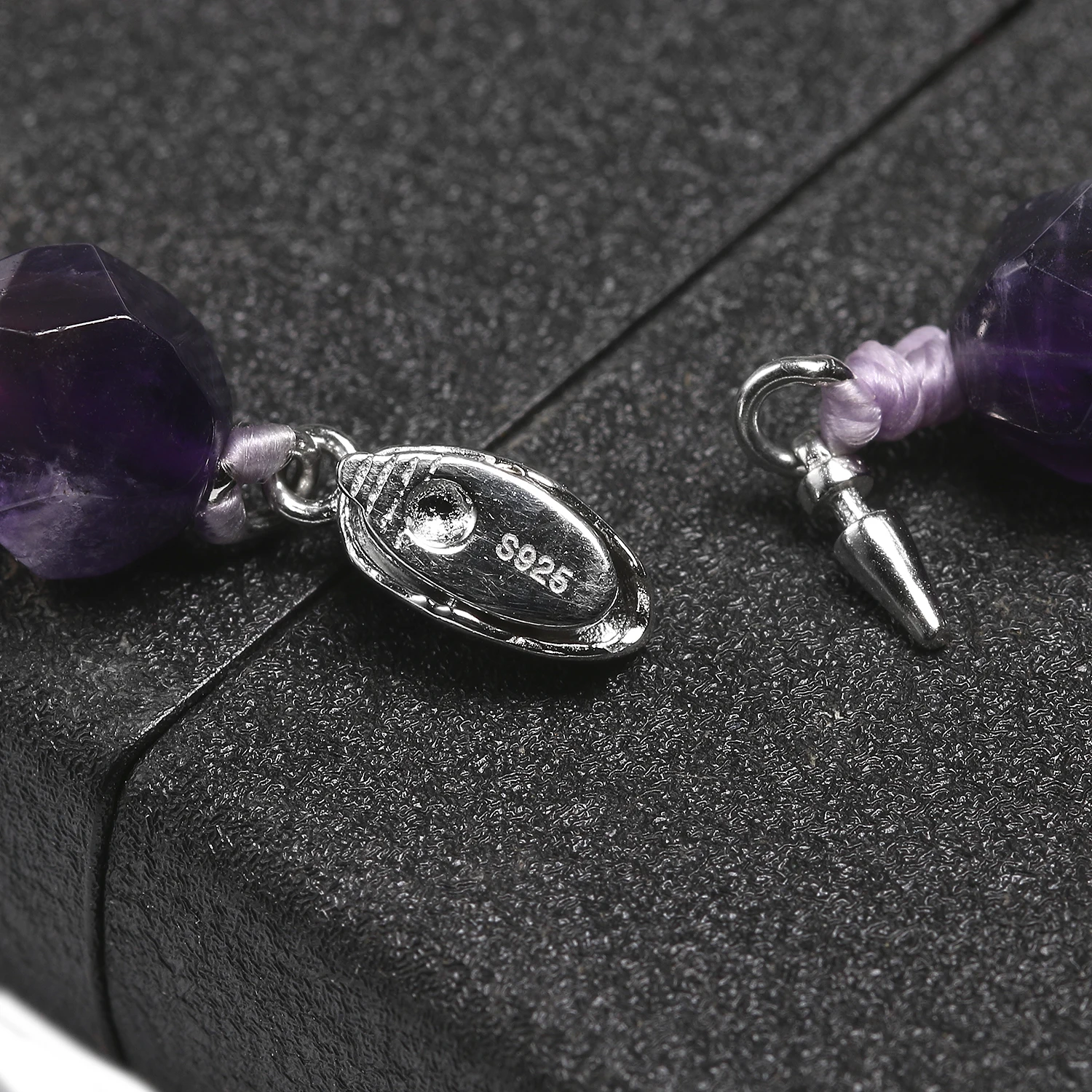Natural Faceted Amethyst Gem Stone Necklace 925 Sterling Silver 16.5\