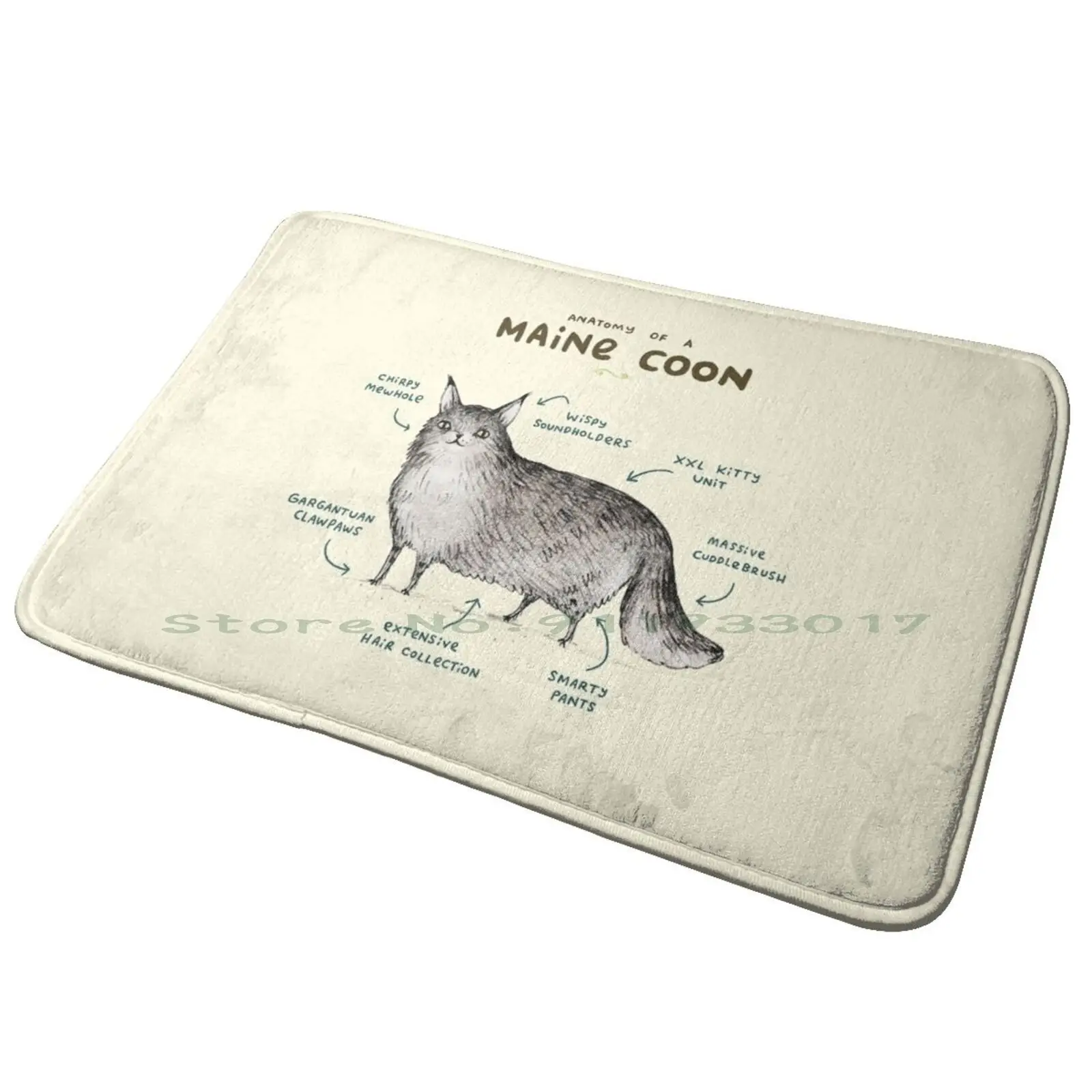 Anatomy Of A Maine Coon Entrance Door Mat Bath Mat Rug Anatomy Maine Coon Breed Kitten Meow Kitty Cat Lover Boy Girl Funny