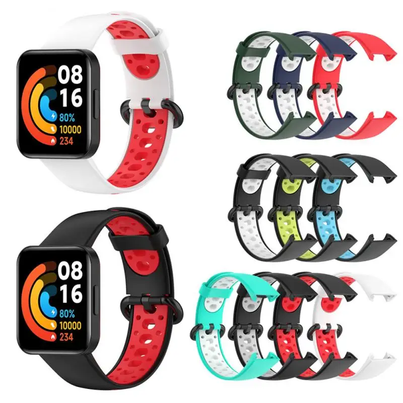 1 PC Silicone Two-color Strap For Redmi Watch2/Xiaomi Redmi Watch 2 Lite Sports Breathable Watchband 10 Optional Colors