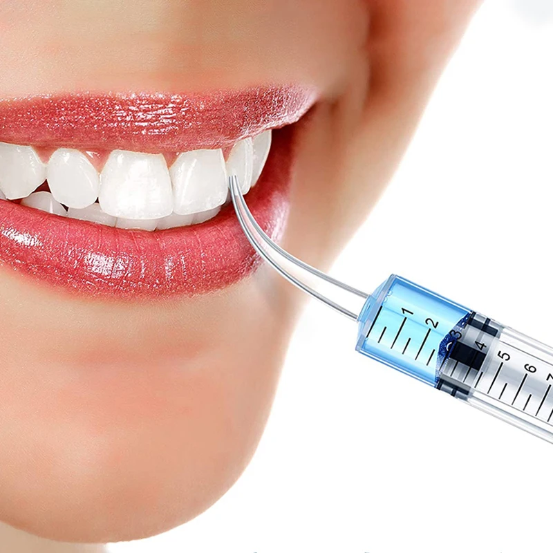 Dental Syringe Disposable Elbow Syringe Irrigation Syringe Curved Tip 12ml Oral Irrigation Hygiene Dental Material 3pcs