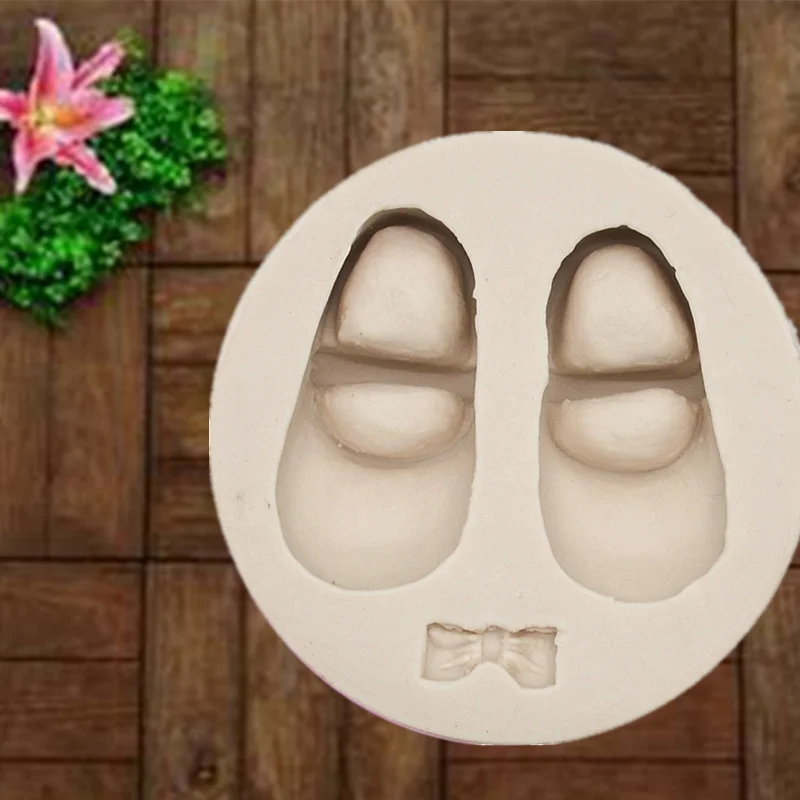 Baby Shoes Bow Silicone Mold Kitchen Resin Baking Tool DIY Cake Pastry Fondant Moulds Chocolate Dessert Lace Decoration Supplies