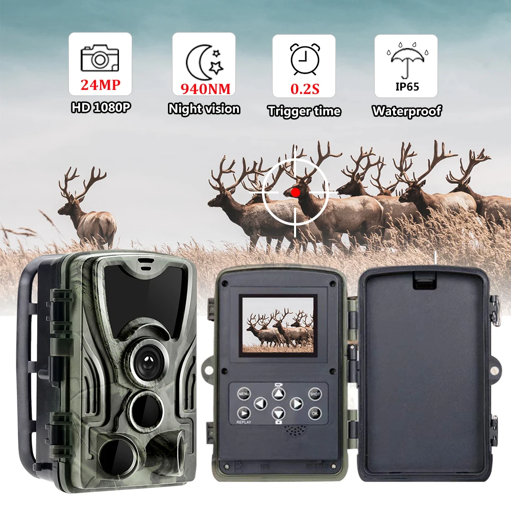 

HC801A Hunting Trail and Hunting Trap Camera, Wild Game, Night Animal Thermal Photo, Waterproof, 20MP, Trigger, Wildlife Cameras