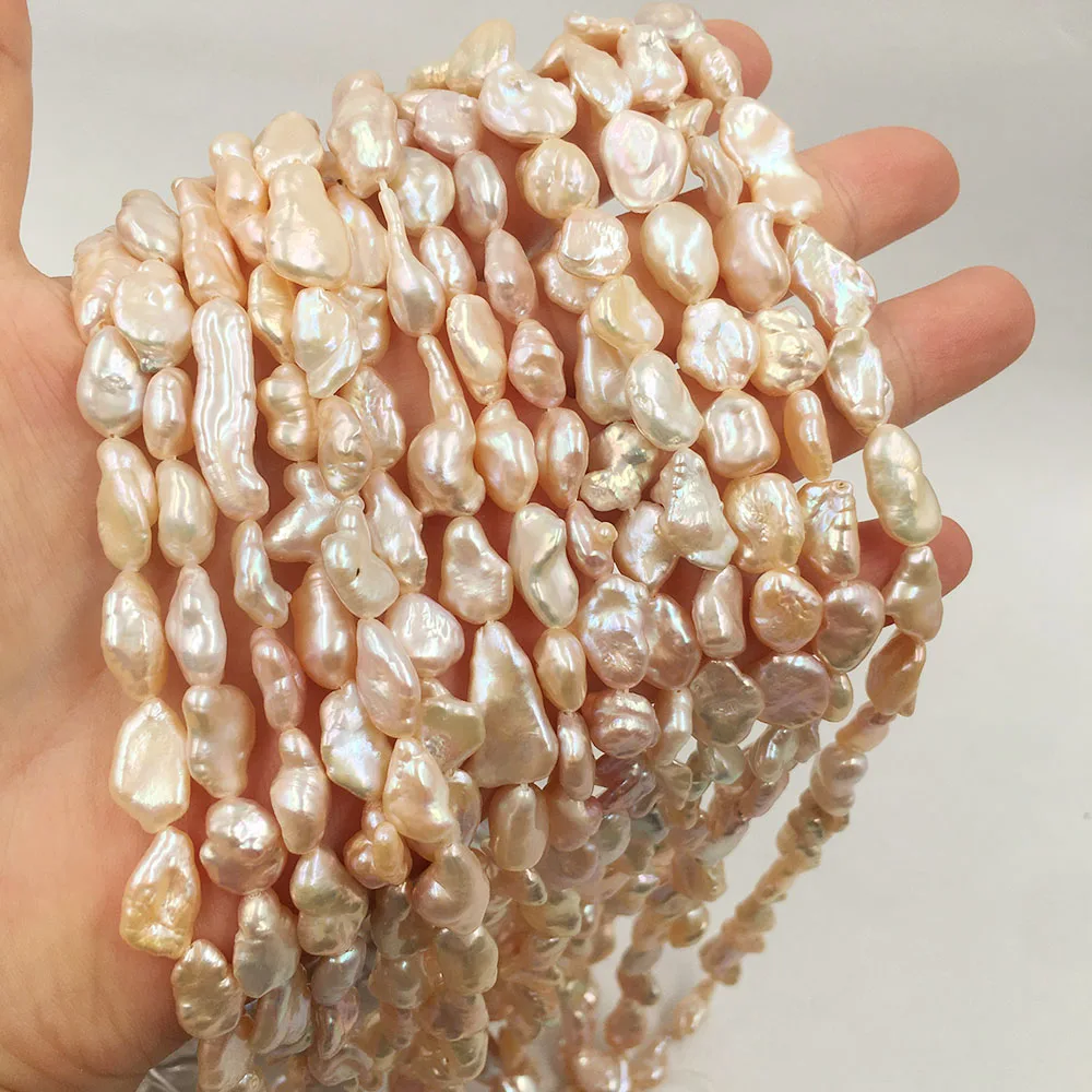 AAA 16 inch high luster 8-10 mm keshi pearl ,100% Nature freshwater loose pearl,nature pink color