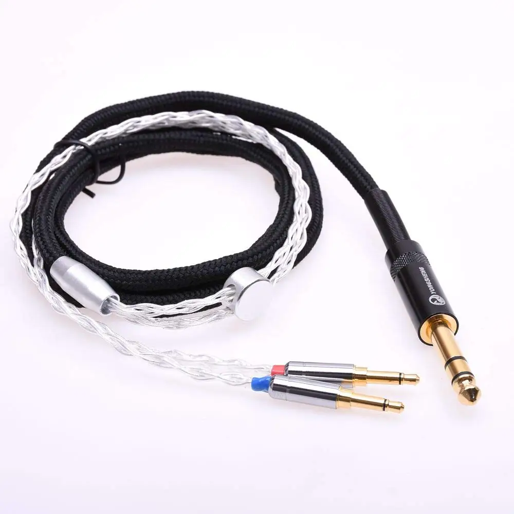 GAGACOCC Black Sleeve 8 Cores Silver Plated Headphone Upgrade Cable Mono 3.5mm Plug for Hifiman Arya HE1000se HE5se HE6se HE4xx