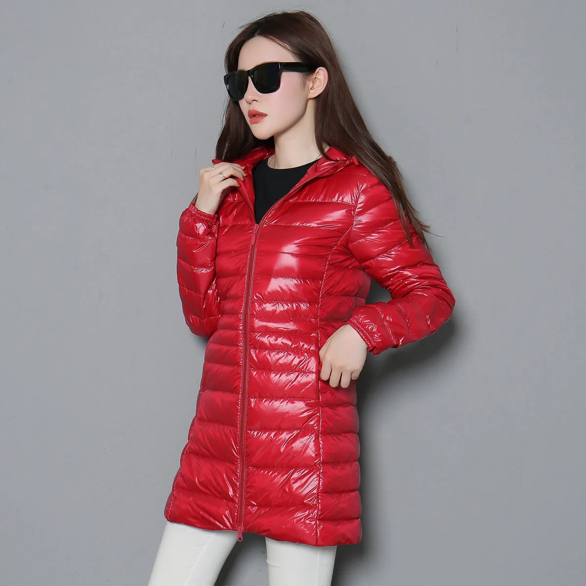 0-10 ℃ Herbst Winter Frauen ultraleichte Enten Daunen jacken 2024 neue Kapuze lange Puffer Daunen mantel wind dichte Oberbekleidung Parkas S-7XL