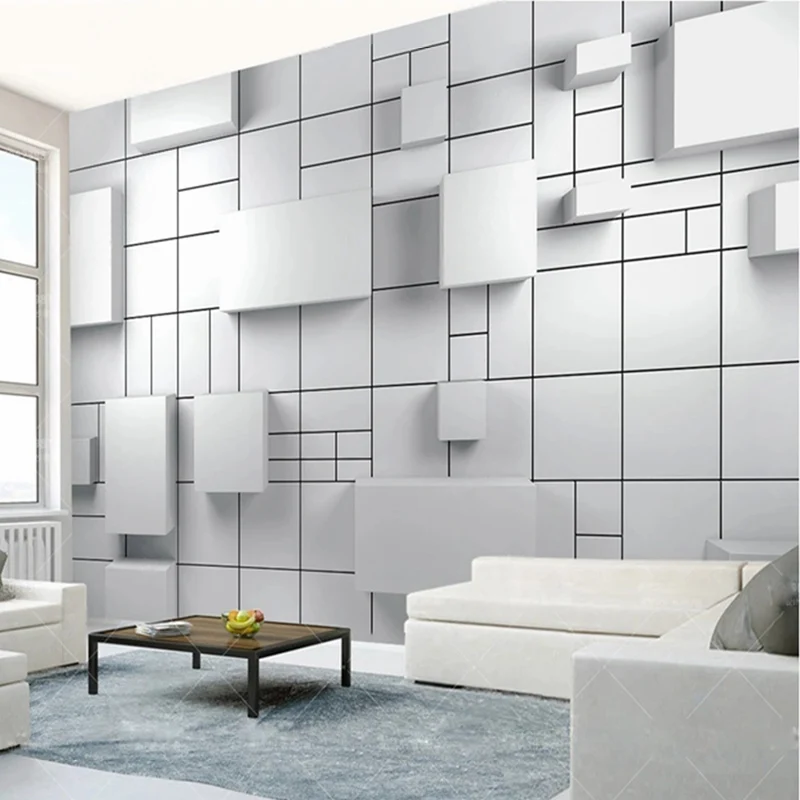 

Custom Photo Mural Modern 3D Geometry Lines White Wallpaper Wall Bedroom Living Room TV Sofa Backgournd Home Decor Fresco