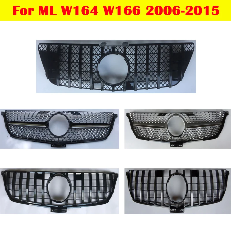 ABS Middle grille for Mercedes-Benz M-class ML W164 W166 front grill vertical bar Diamond GT 2006-2015 Car bumper facelift