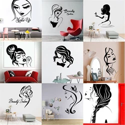 Beauty Salon Vinyl Wall Sticker Home Decorative Wall Paper For Living Room Bedroom Make Up Wall Art Sticker Murals