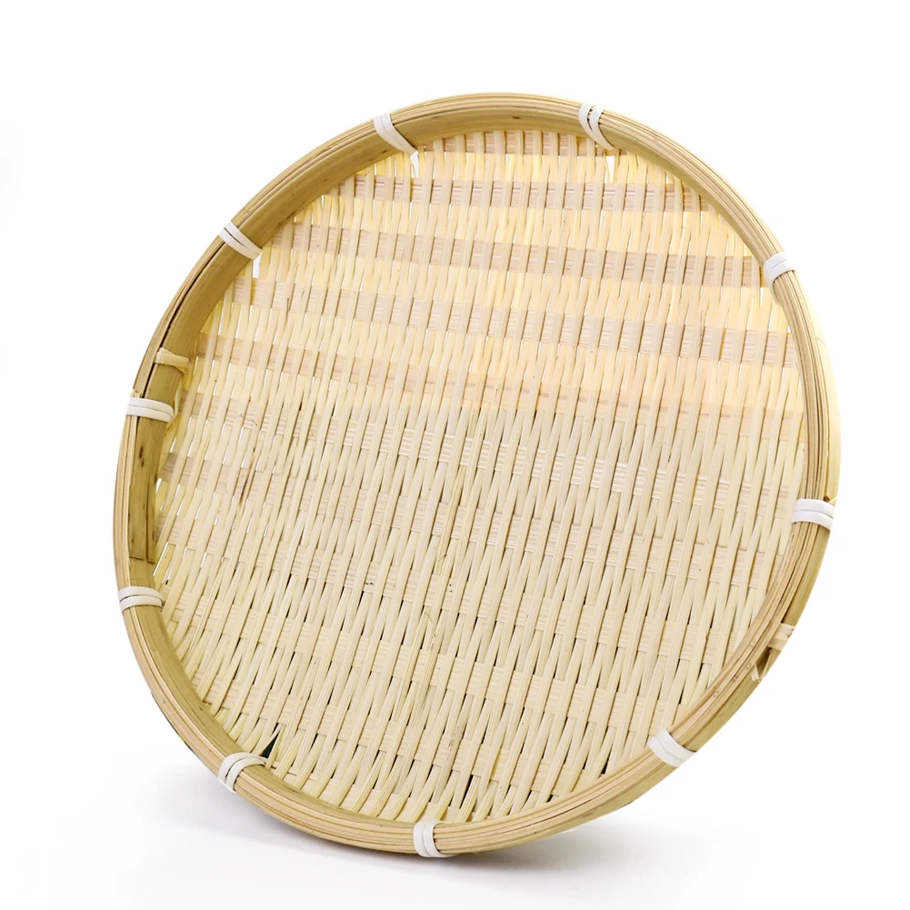 Handmade Bamboo Woven Fruit Basket Creative Household Storage Basket Refreshment Tray Kitchen Dishes Bamboo Sieve for Drying Tea