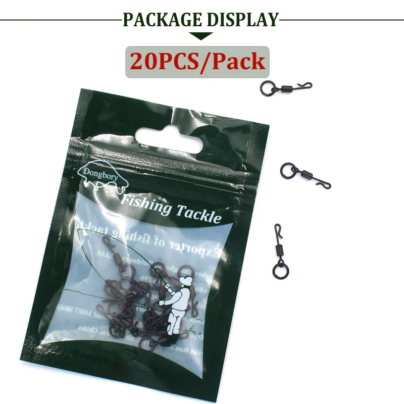 20 قطعة حلقة مرنة سريعة التغيير يدور مع خطاف حلقي مقاس المملكة المتحدة 8 و11 ملحقات صيد سمك الساق QC Kwik Swivels Chod Ronnie Rig #6