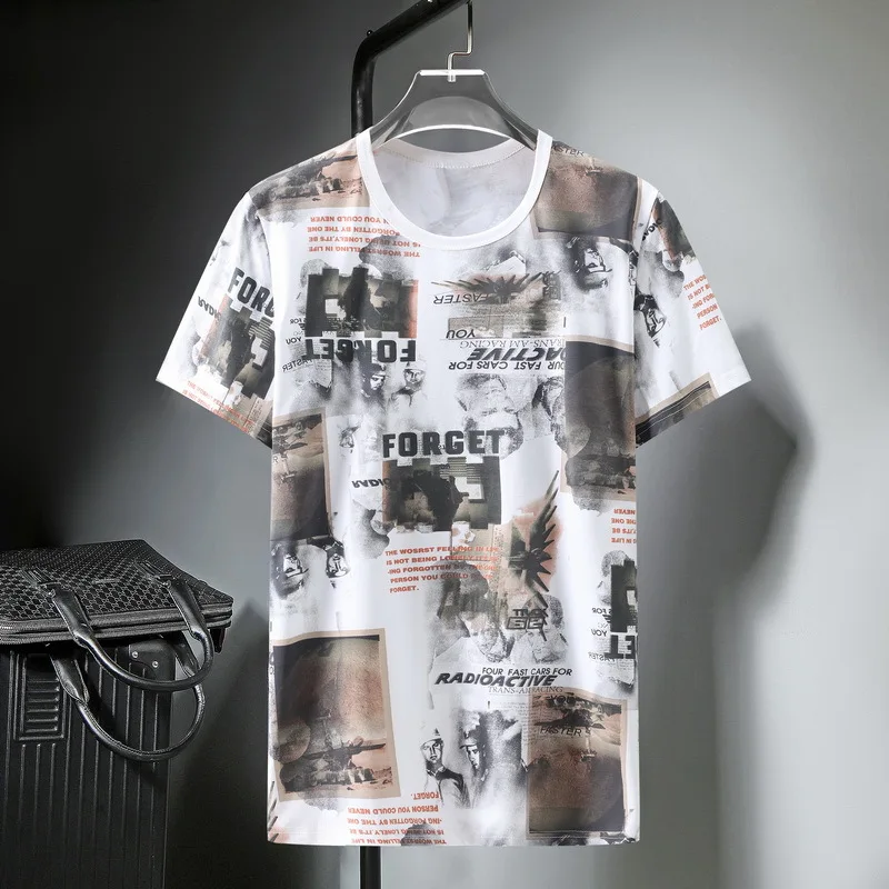 Summer T Shirts Men Streetwear Fashion Graffiti Print Short Sleeve Tshirt Oversize Tees Tops Baggy T-shirts Plus Size 10XL HA082