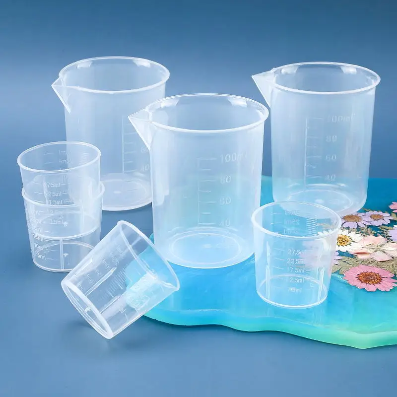 1 Set Graduated Measuring Cup Transparent Plastic Cup For DIY UV Epoxy Resin Jewelry Accessories Making Tools Without Handle