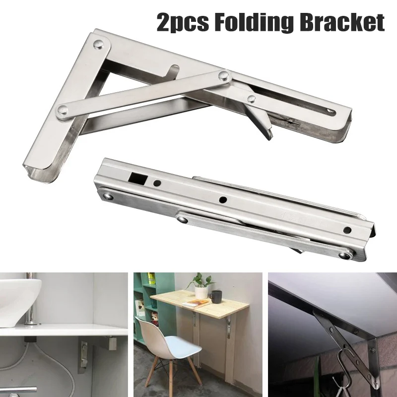 2pcs Stainless Steel Folding Stand Table Bracket Shelf Bench 200kg Load Heavy Repisas Flotantes Стол Складной Mesa Plegable