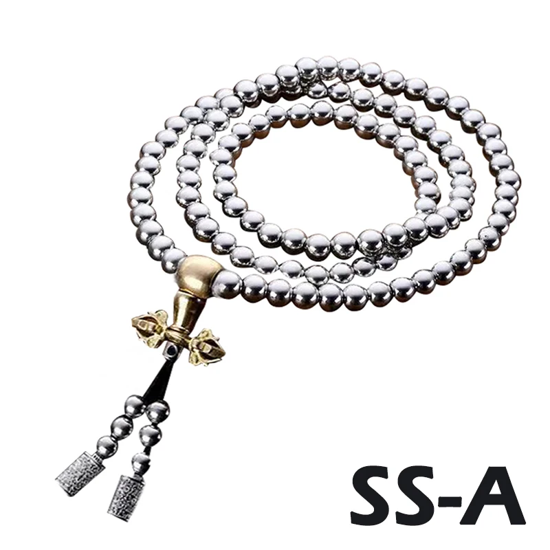 1pcs Outdoor 108 Buddha Beads Self Defense Hand Bracelet Necklace Chain Full Steel Chain Personal Protection Multi Security