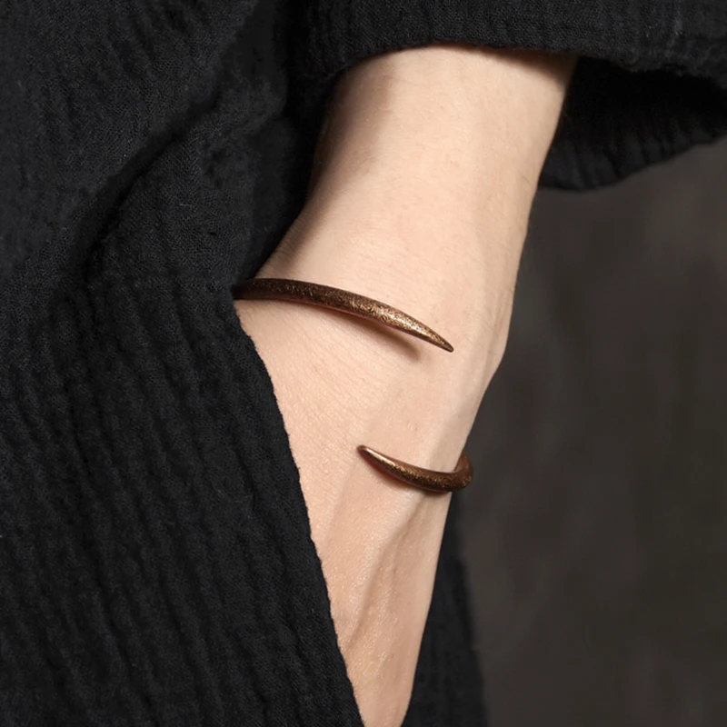 Hand Forged Cuff Solid Copper Bracelet Rustic Metal Do Old Punk Bangle Viking Handmade Jewelry Unisex Couple Lover Accessories
