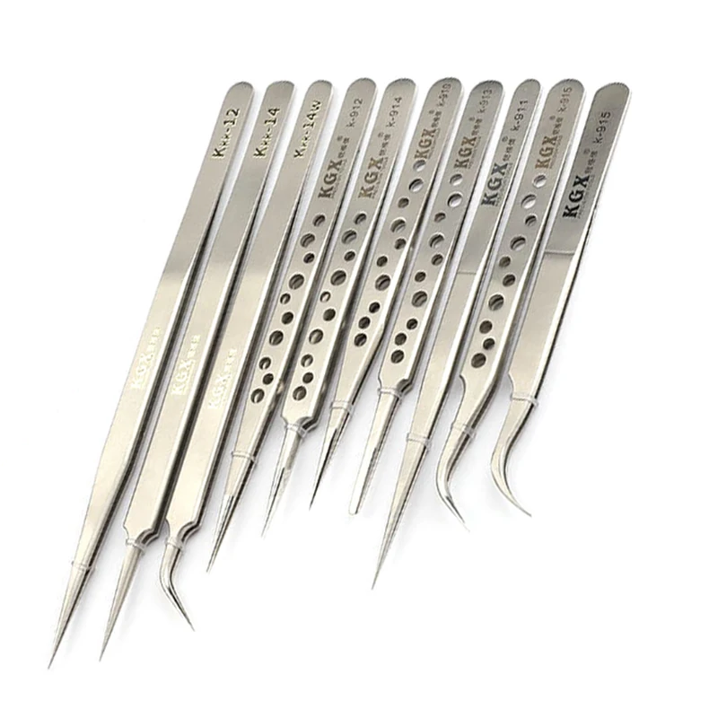 High Precision Stainless Steel Tweezers Industrial Electronics Curved Straight Forceps Mobile Phone Hand Repair Tools Tweezers
