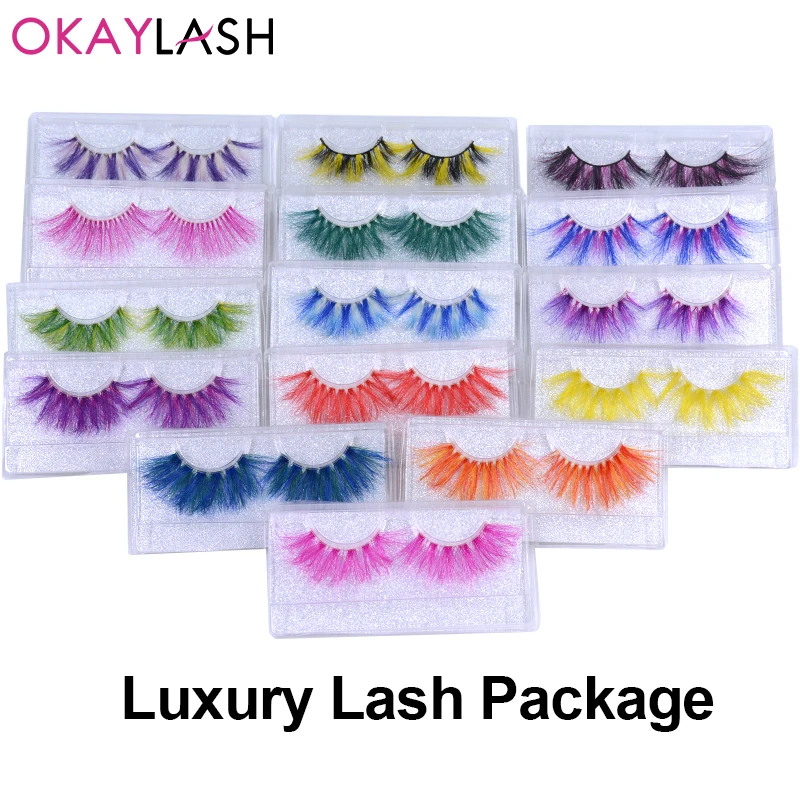 OKAYLASH 25mm Super Long Blue, Green, Purple Colored Eyelashes  for Performance, Dancing, Musical comedy, Drag show Fake Lahses