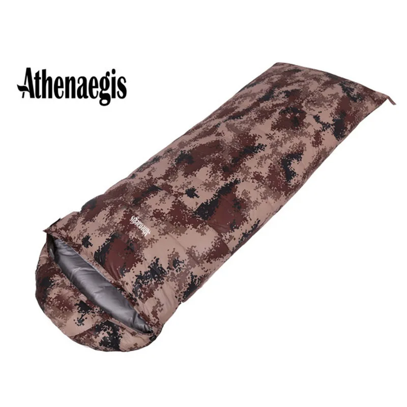 Athenaegis-Camouflage White Duck Down Sleeping Bag for Adults, Breathable Filling, Waterproof, 1500G, 1800G, 2000g