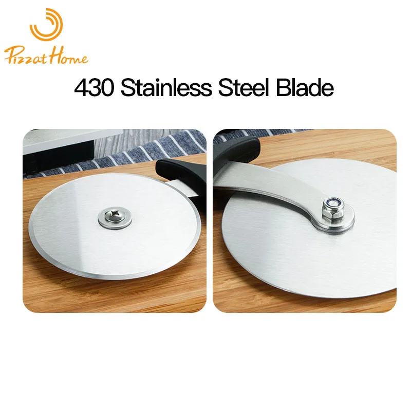 PizzAtHome Stainless Steel Pizza Cutter Pizza Knife Smooth Rotating Pizza Slicer Wheel Round Knife Pasta Cutter Baking Tools