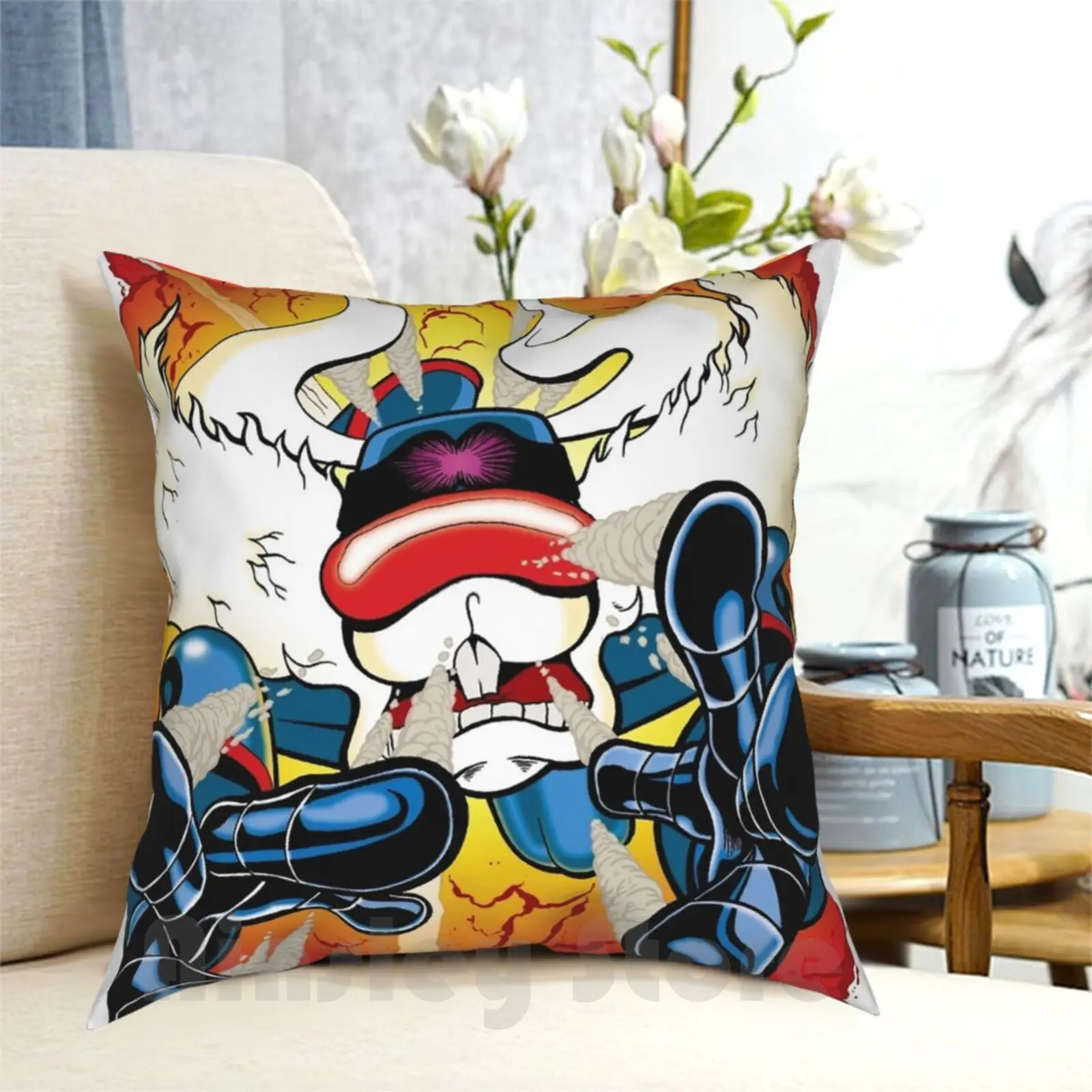 Robotoon : Bunny Blast Pillow Case Printed Home Soft DIY Pillow cover Worlds Greatest Aussie Comic Superhero Robot Rabbit