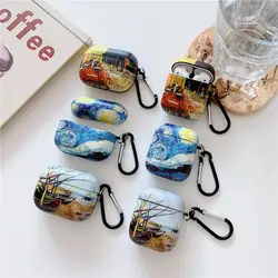 Van gogh pintura a óleo estojo protetor para airpods pro, fone de ouvido sem fio bluetooth carregando saco para airpod 2 e 3