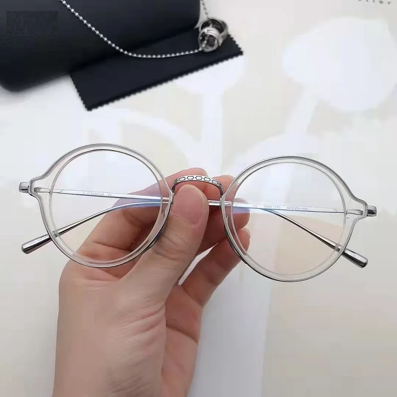 Japanese Handmade Pure Titanium Glasses Frame Ultra-Light Retro Round Men Eyeglasses KMN1110 Women Spectacles Eyewear Lots Gafas