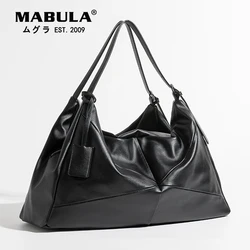 MABULA 22.32L Vintage Women Tote Handbag Leather Large Capacity Design Leather Shoulder Bag Portable Travel and Work Bags