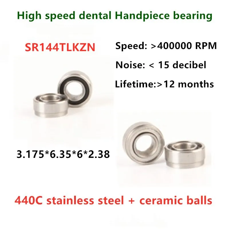 10pcs Dabi MS 350 high speed Handpiece Dental bearing SR144TLKZN 3.175*6.35*6*2.38mm stainless steel ceramic balls for turbine