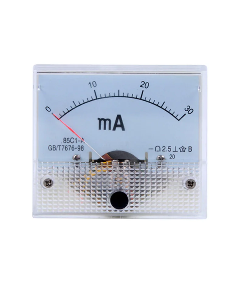 85C1-A 0-20mA 1mA 5mA 10mA 30mA 50mA 100mA 200mA 300mA 500mA Analog DC Current Panel Meter Ammeter