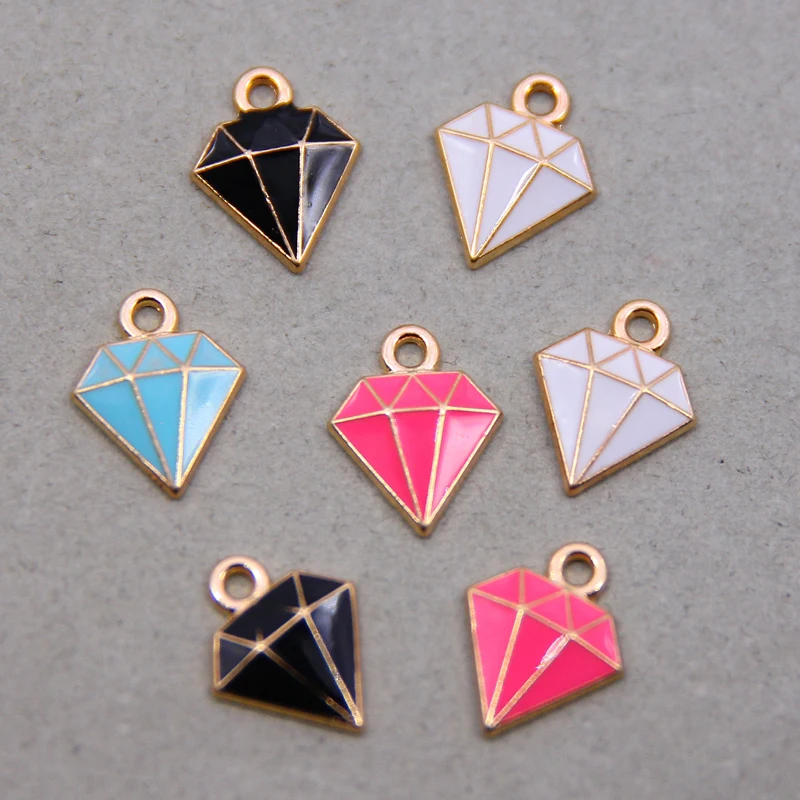 10pcs /lot Zinc Alloy Enamel Charms Diamond Shaped Charms Pendant For DIY Fashion Pendant Earrings Jewelry Making Accessories image 6
