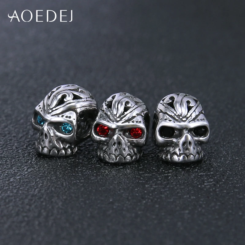 AOEDEJ Punk CZ Stone Stud Earrings for Men Stainless Steel Hip Hop Skull Ear Studs Rock Roll Jewelry Accessories