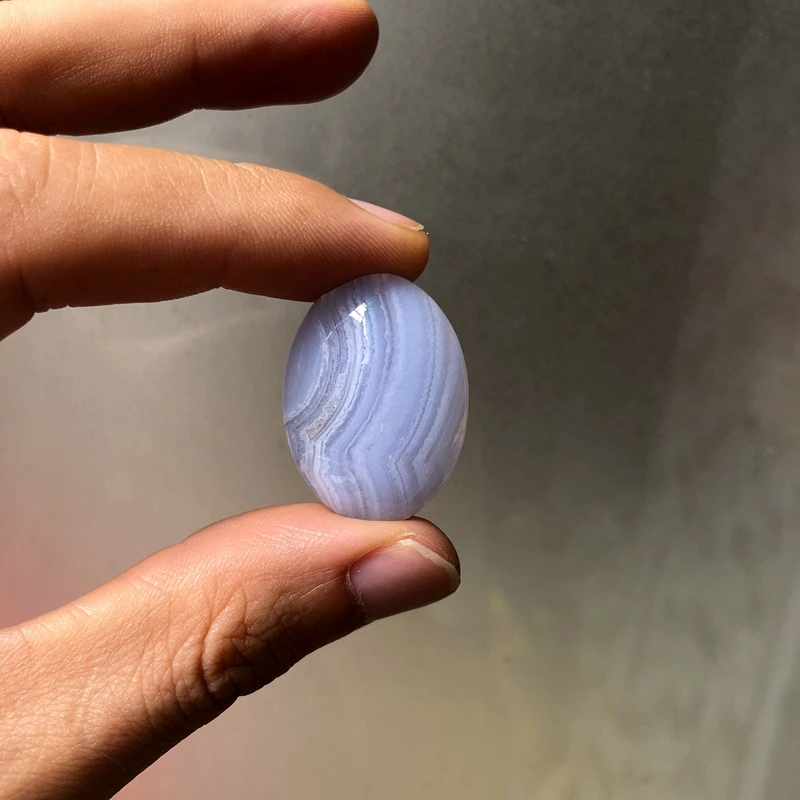 Wholesale 1pcs Natural Blue Lace Agate Chalcedony Bead Cabochon 22x30mm Oval Gemstone Cabochon Ring Face Pendant