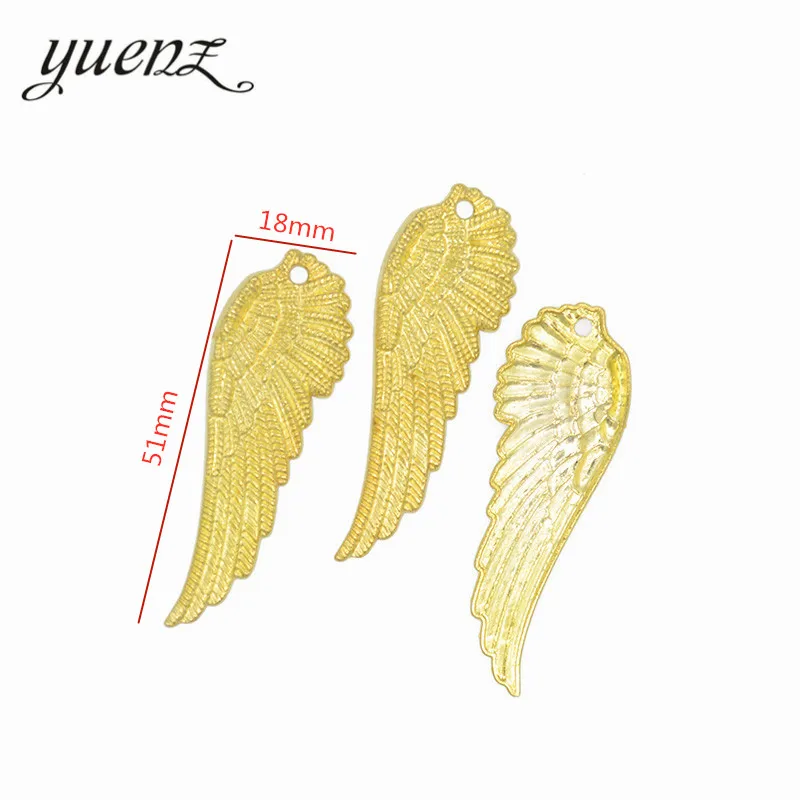 YuenZ 6 pcs Antique Silver color wing Charms Metal Pendants Jewelry Making Accessories 51*18mm D447