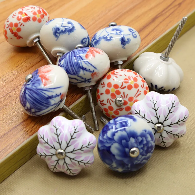 

8PCS Kids room Drawer Knob Handle Colorful Pumpkin style Dresser Pull Ceramic Kitchen Cabinet Handle Knob Furniture Hardware