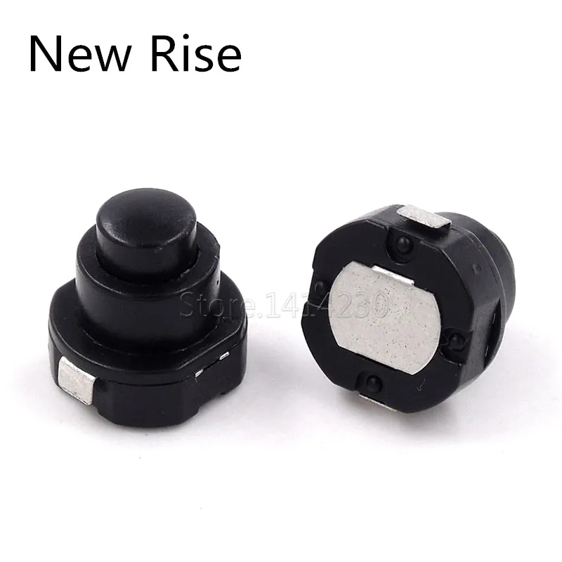 10PCS DC 30V 1A Flashlight Torch Part Round Push Button Switch Black 10mm x 10mm