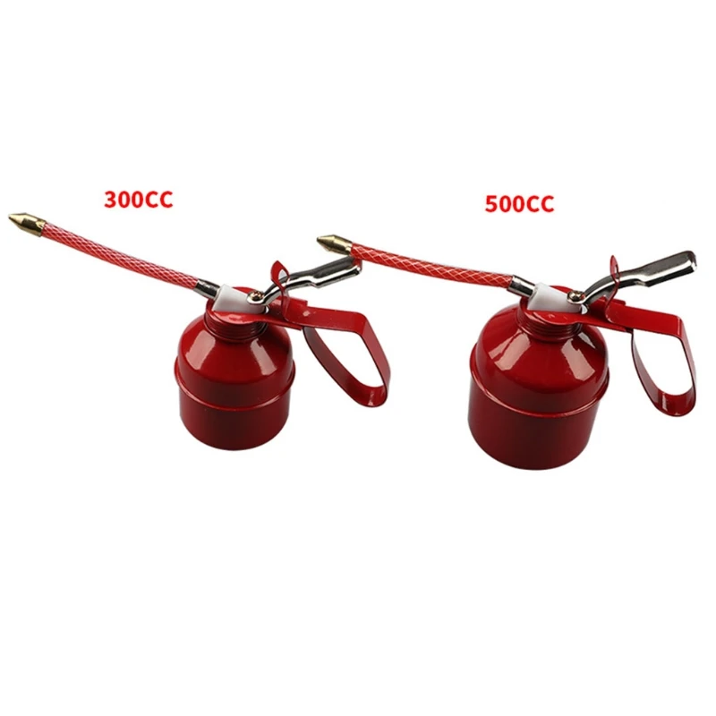 Pistols Pump Oiler Red DIY Home Maintenance Pump Oiler Can with Hose 300cc 500cc Capacity Pistols Metal Oil Pot