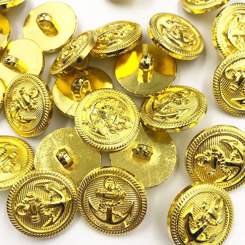 20PCS/pack 13/15/20MM Gold Anchor Buttons Plastic Sewing Accessory Shank Button Garment Clothing PH336