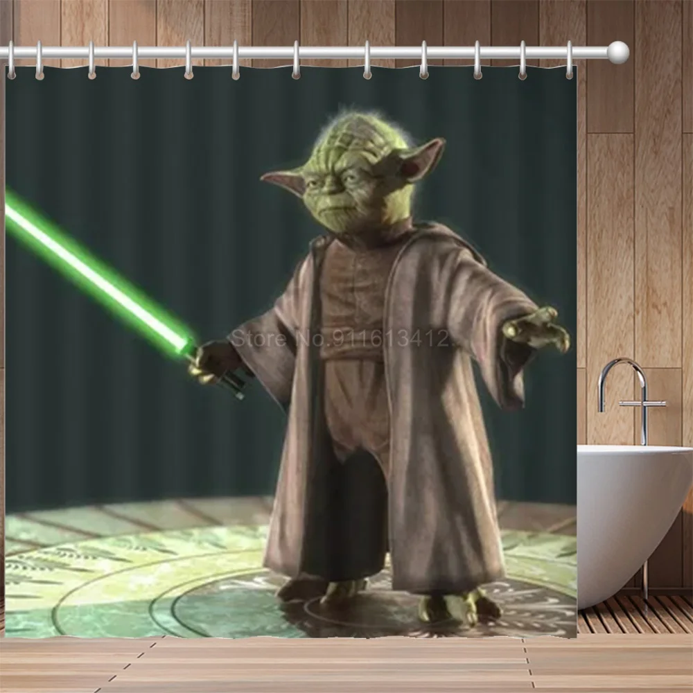 Disney Baby Yoda Star Wars zasłona prysznicowa wodoodporny ekran poliestrowy Cartoon zasłony do łazienki luksusowe wyposażenie domu