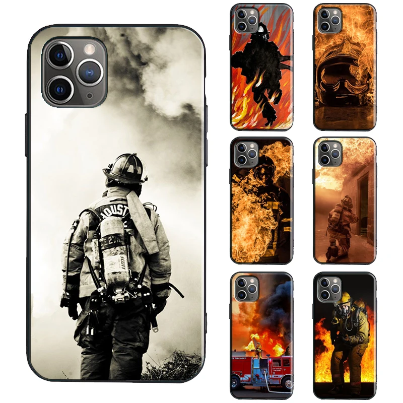 Fire Fighter Hero TPU Case For iPhone XR X XS Max SE 2020 6S 7 8 Plus 13 Pro 12 mini 11 14 Pro Max Coque Capa