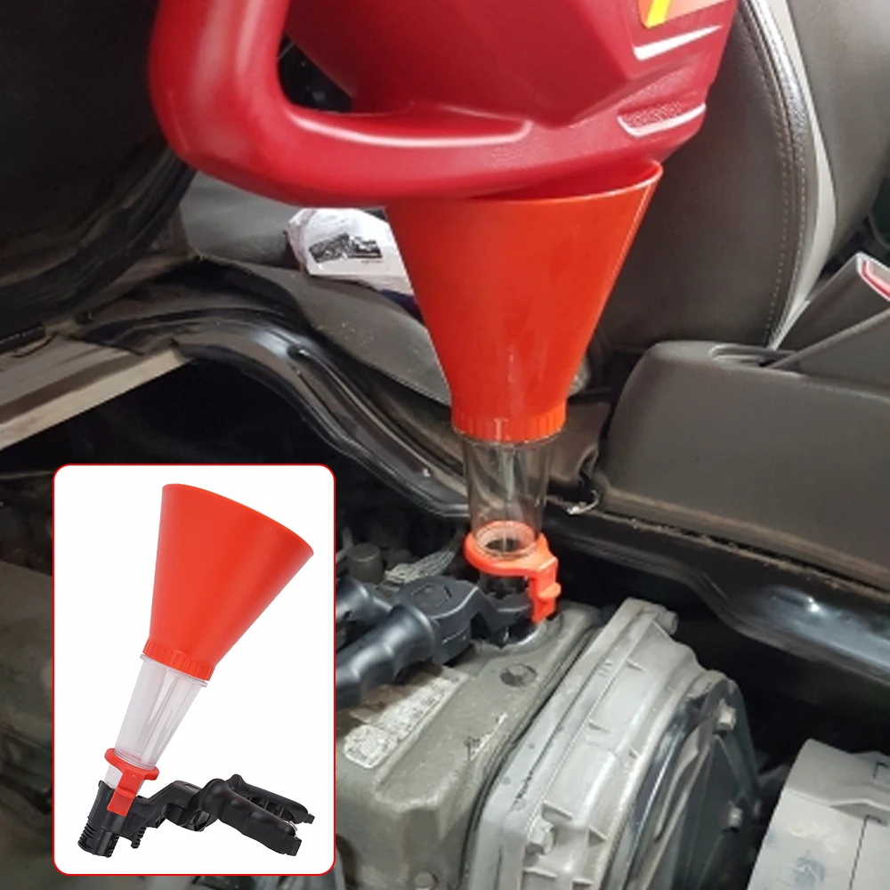 Adjustable Gasoline Special Funnel Fuel Add Funnel Tools Universal Car Engine Oil Funnel Non-leakage Design