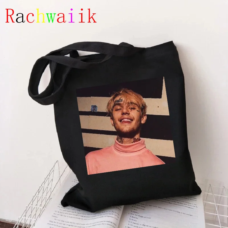 Bolso de compras de Hip Hop Lil Peep, bolso de lona con gráfico, bolso de compras Harajuku, bolso de hombro para mujer, bolso ecológico Ulzzang Harajuku Y2k