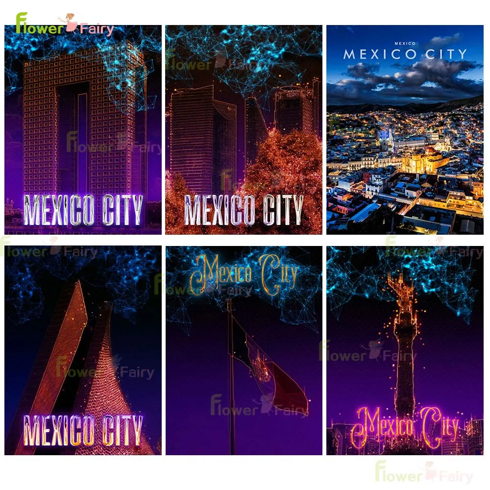 Vintage Night View High-rise Building Mexico City Nordic Poster Wall Art Canvas Painting Wall Pictures For Living Room Unframed