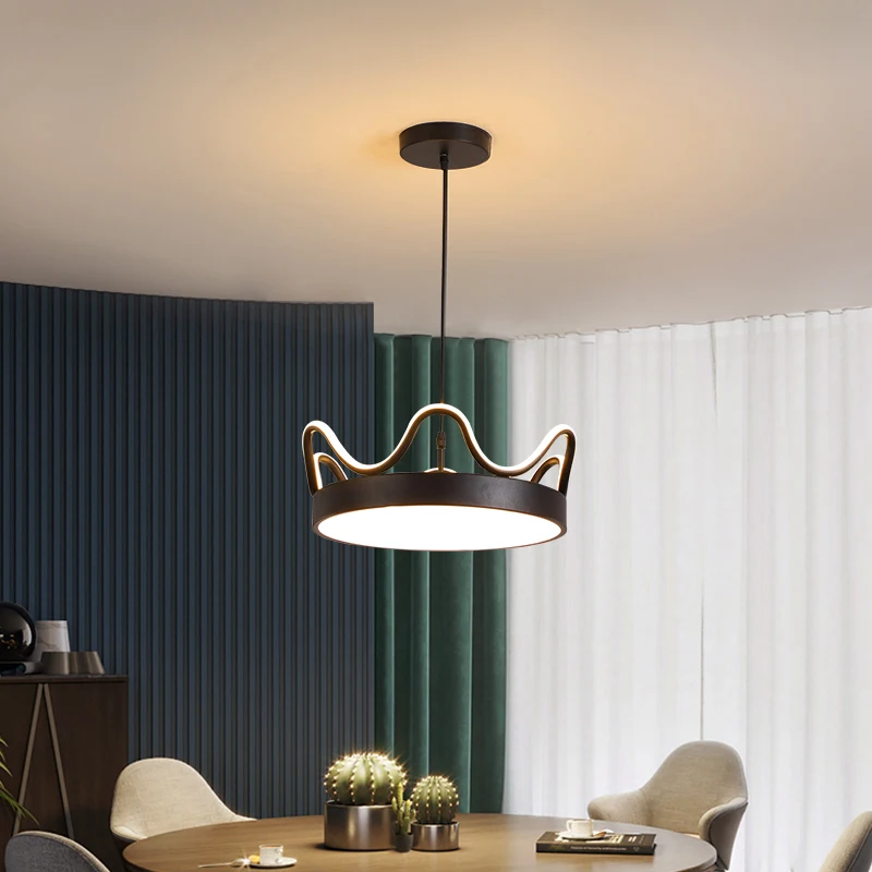 

Modern gold chandelier lighting LED bedroom dining room lustre cuisine Door baby room decoration round crown smart chandelier