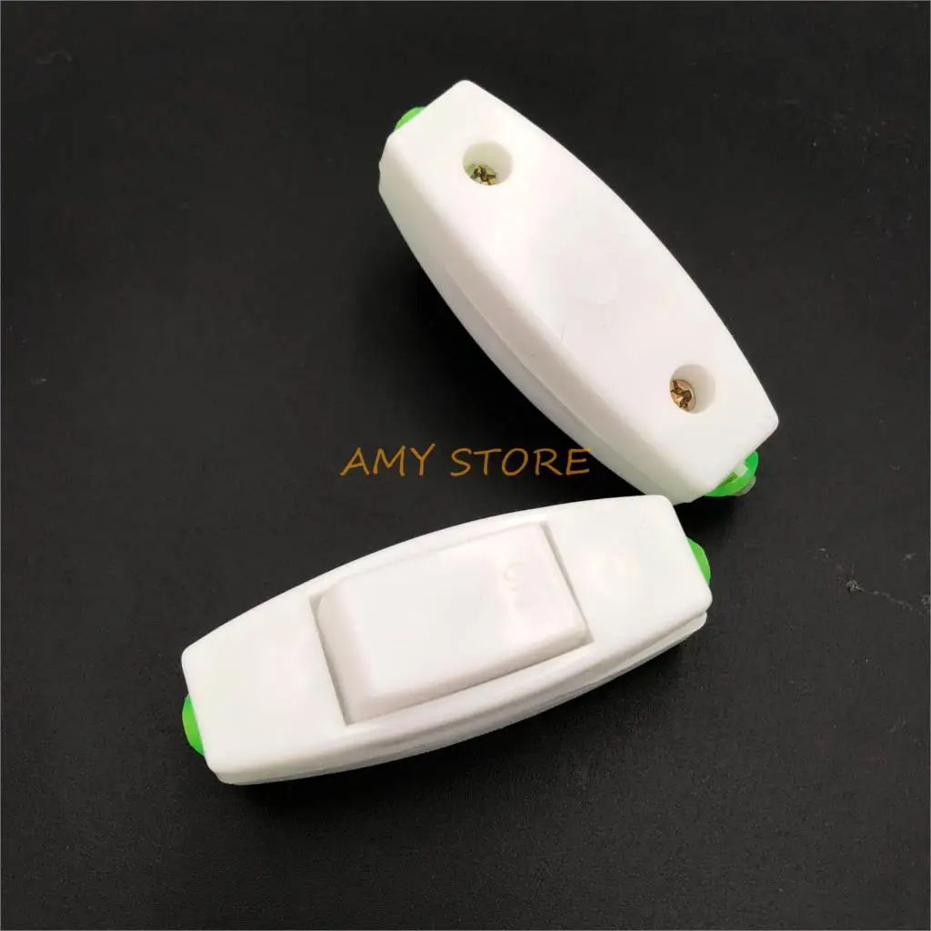 2pcs or 5pcsWhite or Black Plastic Rocker Boat PushButton AC 250V 6A ON/OFF In Line Cord Switch White for Room Household BedSide