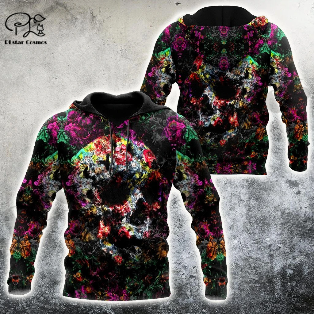 PLstar Cosmos 3Dprinted Newest Skull Flower Art Harajuku Streetwear Pullover Unique Unisex Funny Hoodies/Sweatshirt/Zip Style-7