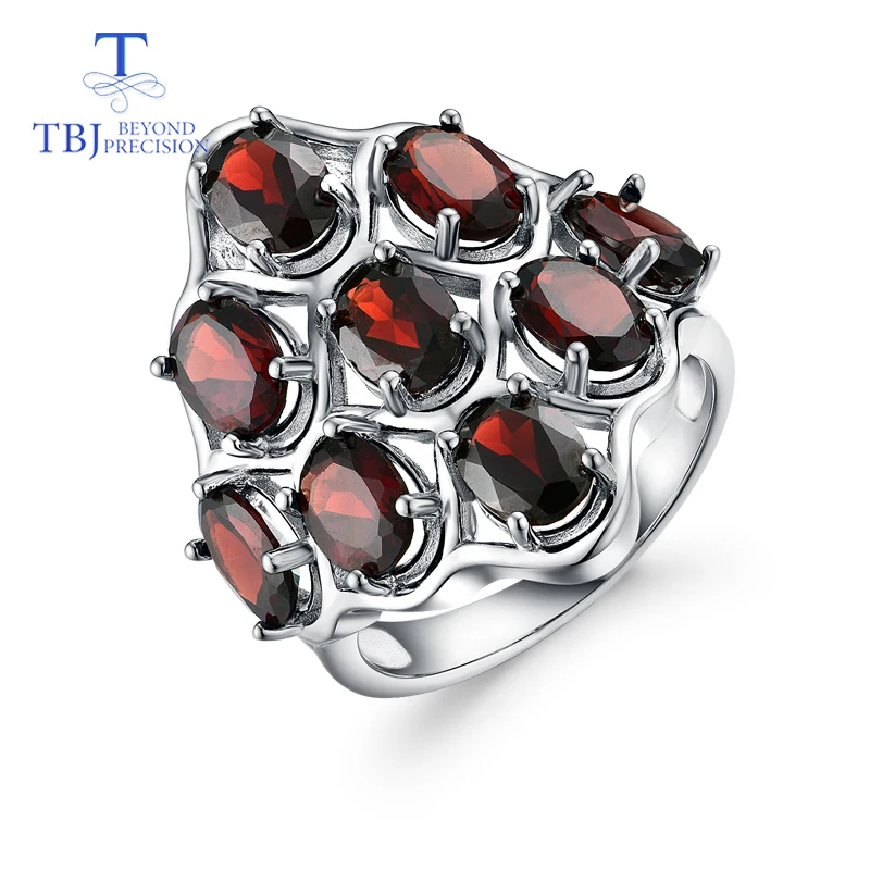 Natural gemstone garnet big rings 925 sterling silver neutral ring fine jewelry for woman Wedding or daily wear nice gift