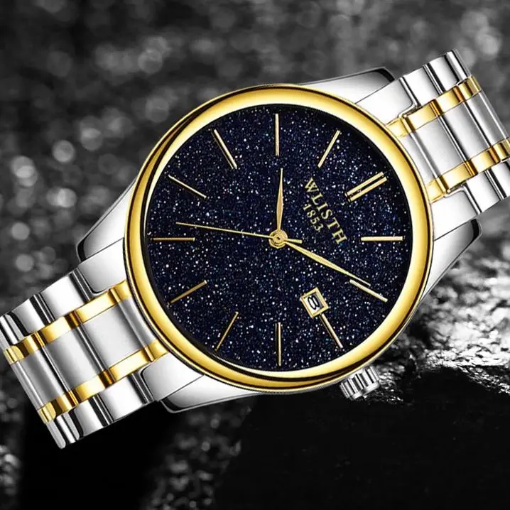 

WLISTH Luxury Starry Sky Dial Men's Watch Waterproof Full Steel Calendar Men Clock Simple Quartz Student Man Wristwatches Reloj