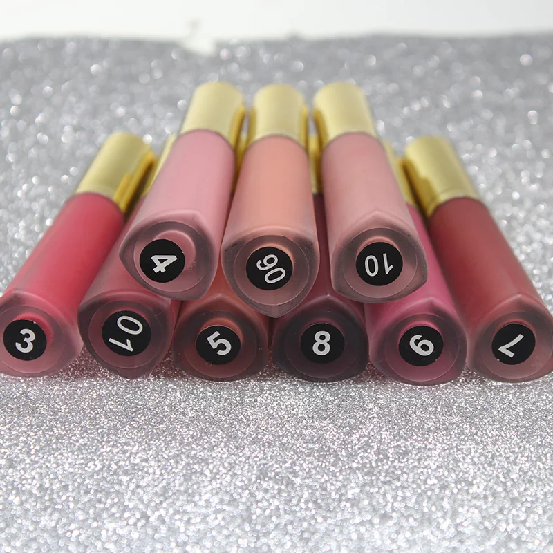 ขายส่ง10สีMatte Lip Glossกันน้ำทนทานไม่Touch Cup Lip Glazeไม่มีโลโก้ฉลากส่วนตัว