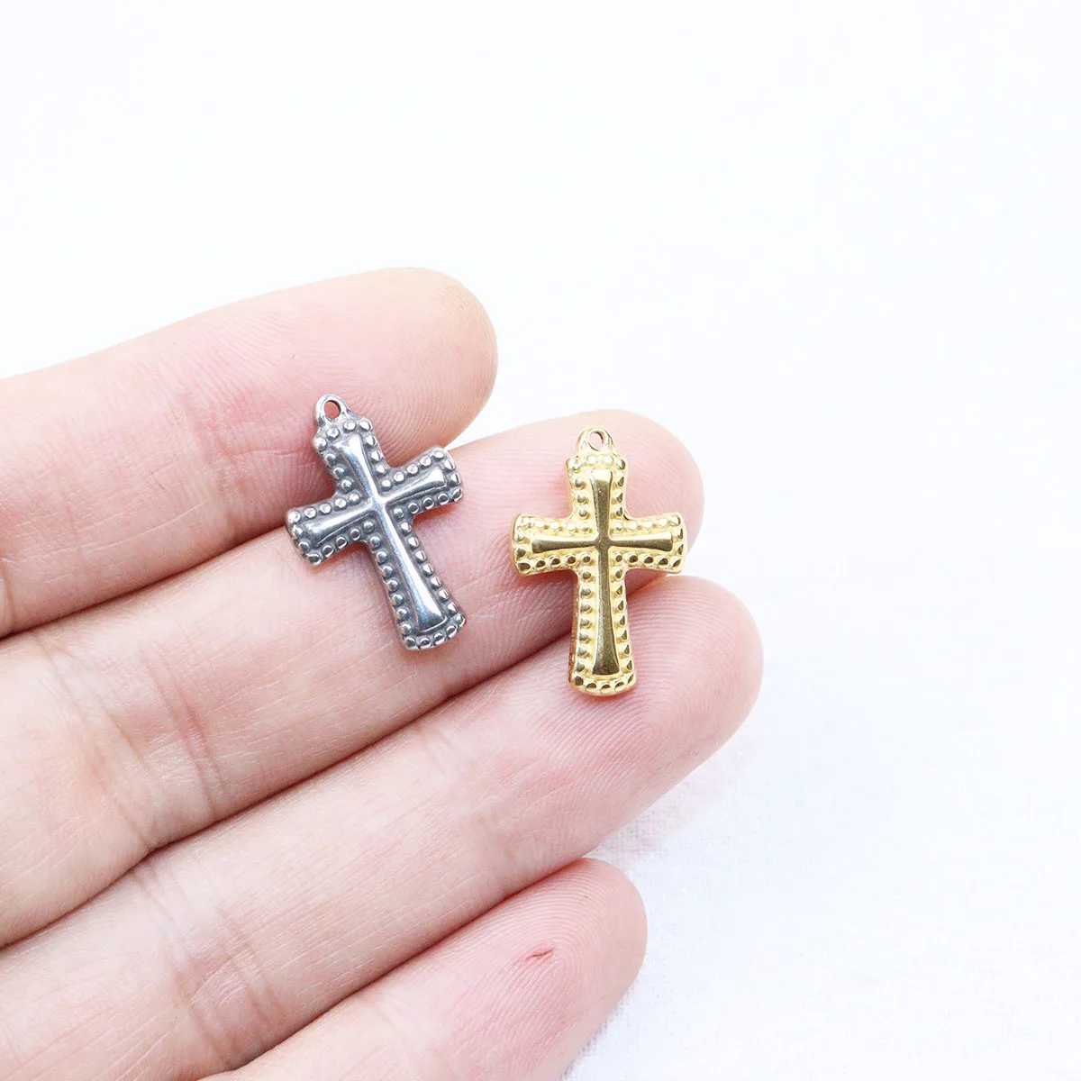 5pcs 20*12mm Wholesale Stainless Steel High Quality Cross Charms Pendant DIY Necklace Earrings Bracelets Unfading 2 Colors