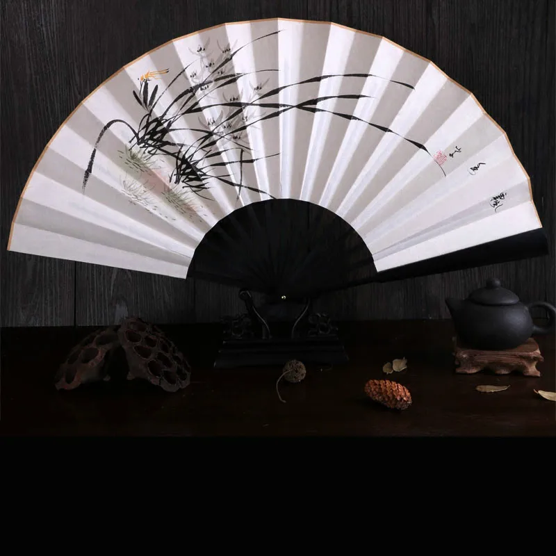 

Chinese Retro Folding Hand Fan Hand Painted Xuan Paper Bamboo Folding Fan Japanese Vintage Hand Paper Fan Portable Folding Fans